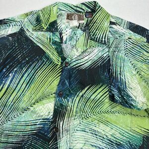 Vtg Kalaheo Hawaiin Short Sleeve Shirt Tropical Palm Leaf AOP Made In USA Medium